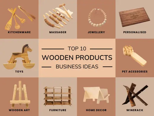 image have different types of wooden products