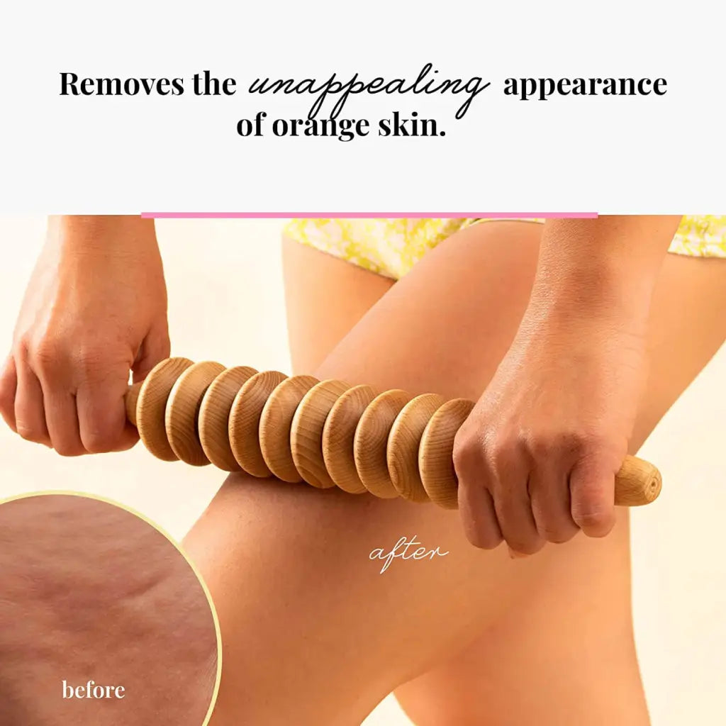Usage: roller gliding over thigh with slow upward stroke