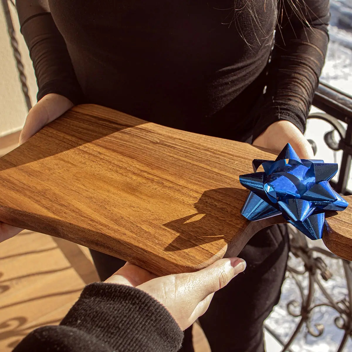 Close-up of oil-treated Walnut Wood Cutting Board surface showing natural grain texture