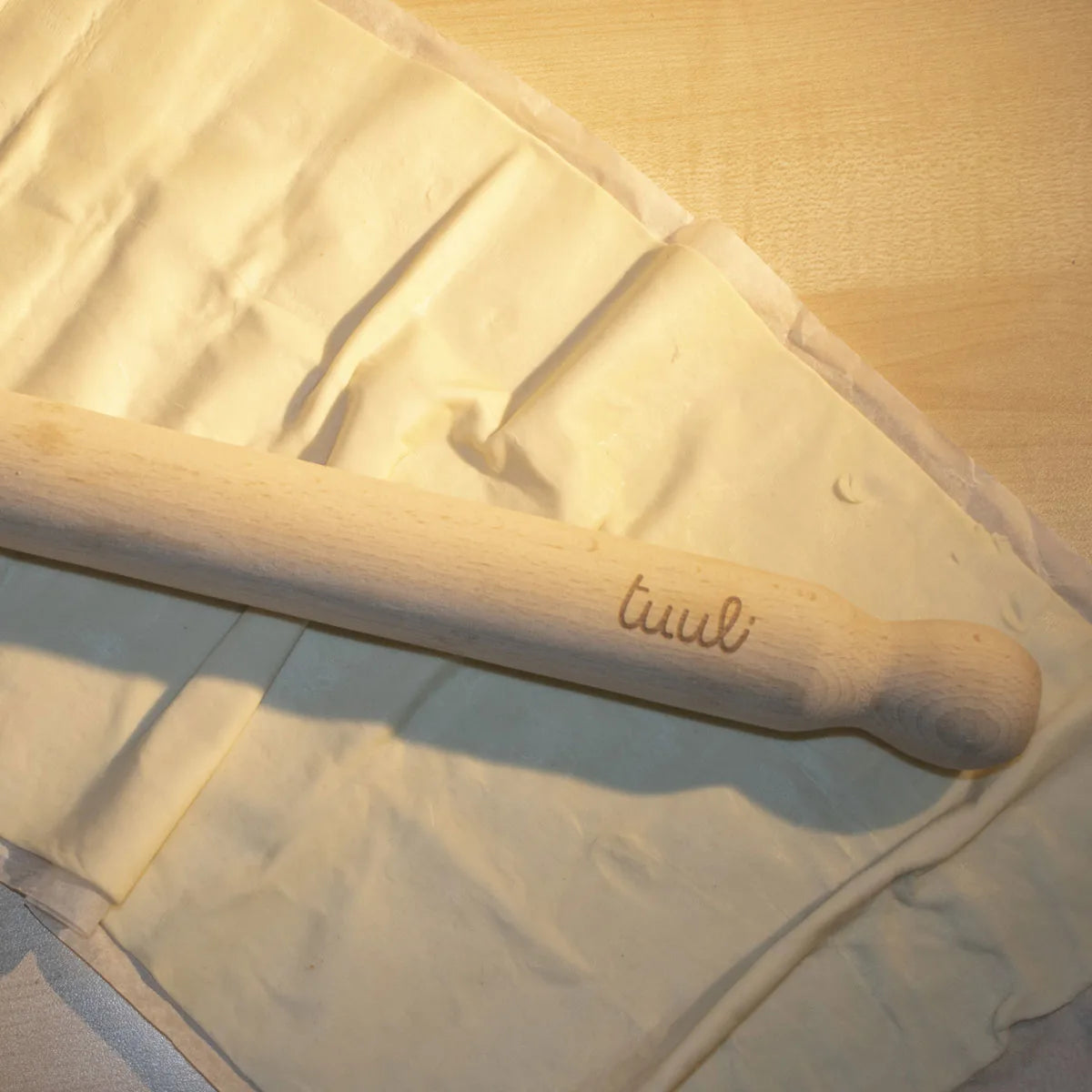 Handcrafted Personalized Baking Rolling Pin - Close-up of Intricate Wood Grain and Custom Engraving Technique