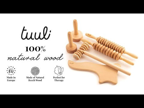 6 Piece Wooden Massager Set - Maderotherapy Roller Video on Youtube