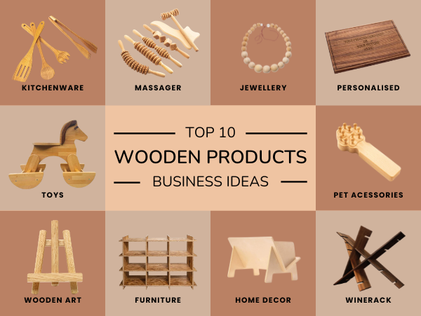 image have different types of wooden products