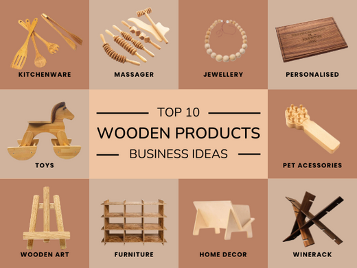 image have different types of wooden products
