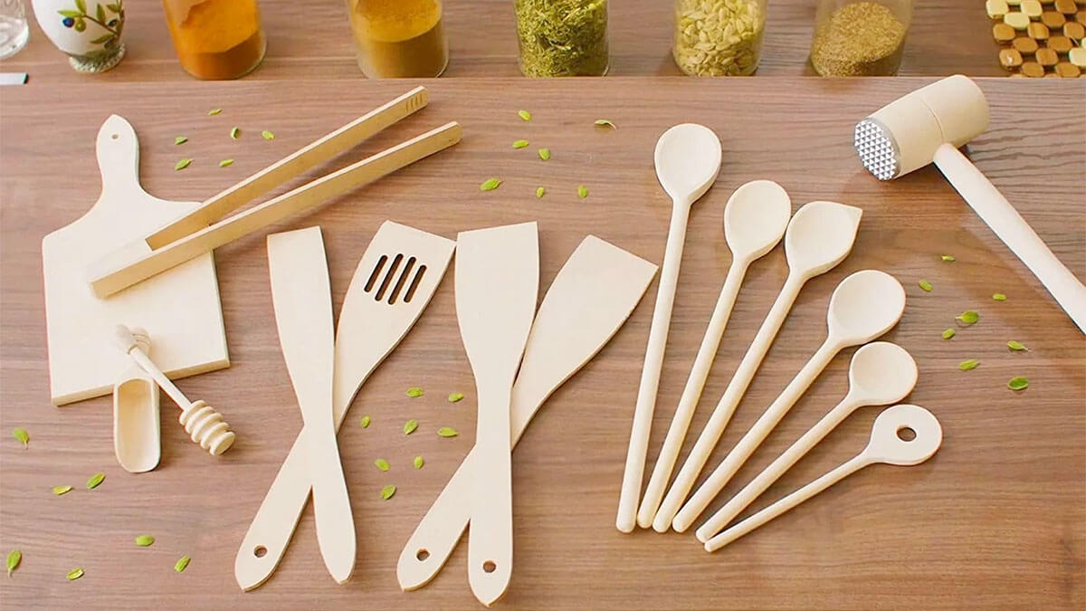 Experience the perfect blend of aesthetics and functionality with our Awesome Natural Wooden Kitchen Utensils