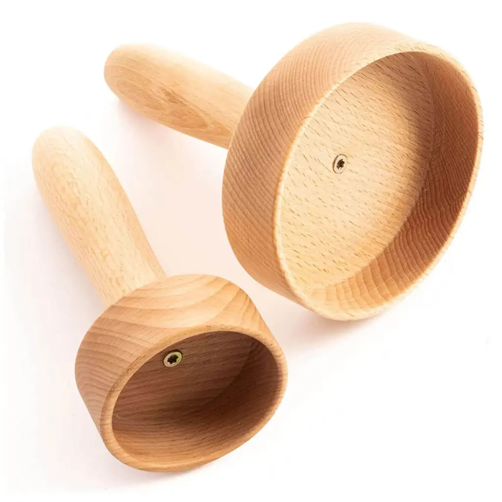 Two-piece wooden massager cups set for natural skincare