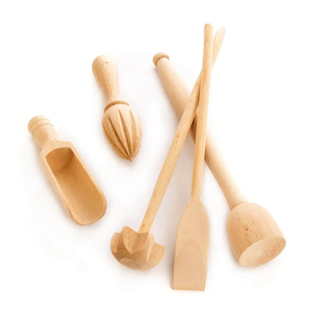 Handcrafted 5-Piece Wooden Kitchen Utensils Set