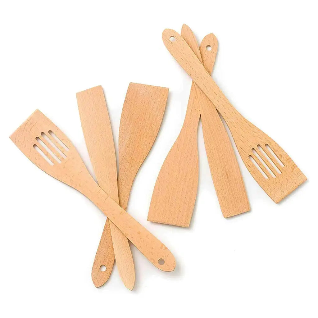 6-Piece Wooden Kitchen Spatula Set - 30cm Length