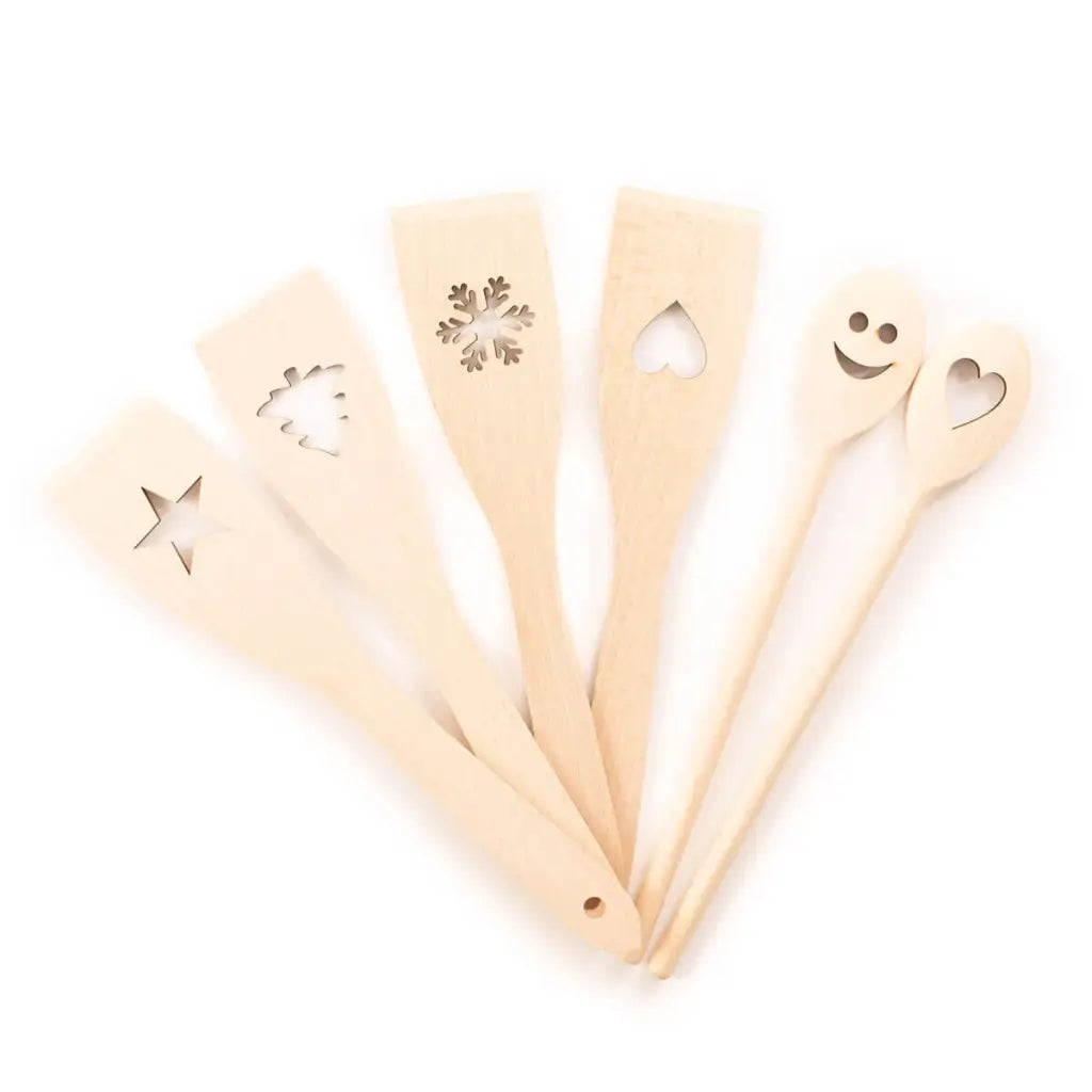 Wooden cooking spoons and spatulas set