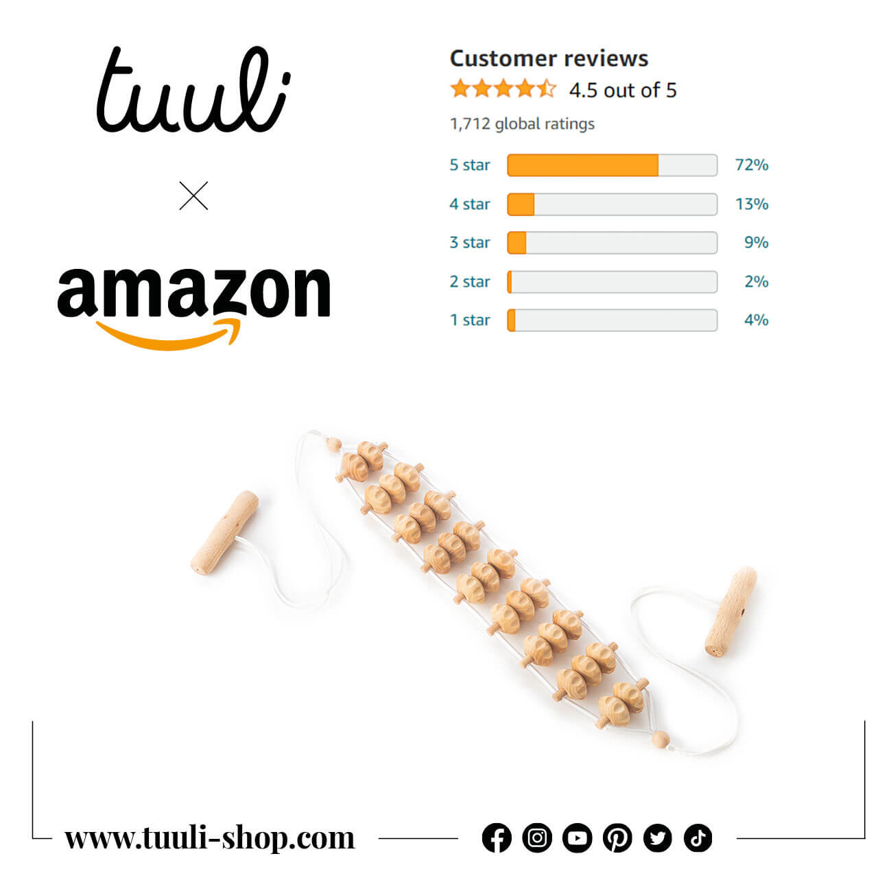 Wooden Back Massager Roller Rope Tuuli on Amazon