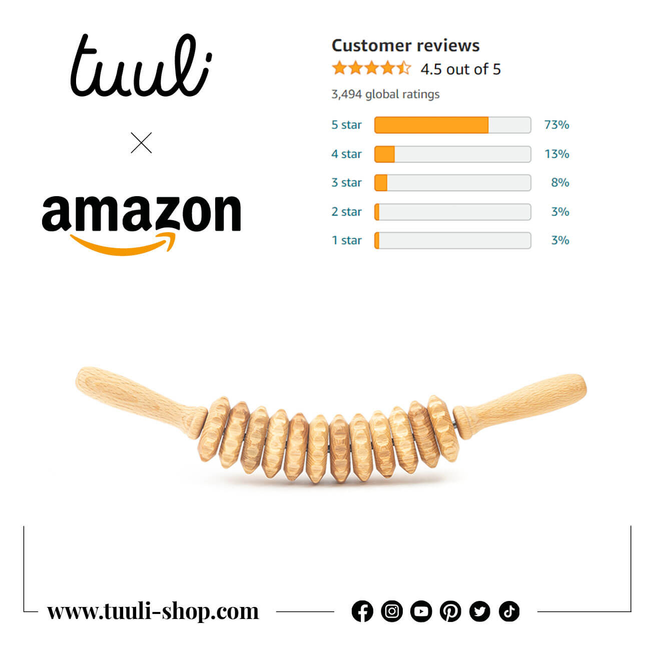 Natural Wood Body Roller - Tuuli on Amazon