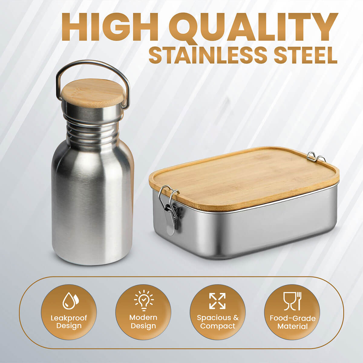 Insulated stainless steel water bottle with leak-proof lid and silicone seal