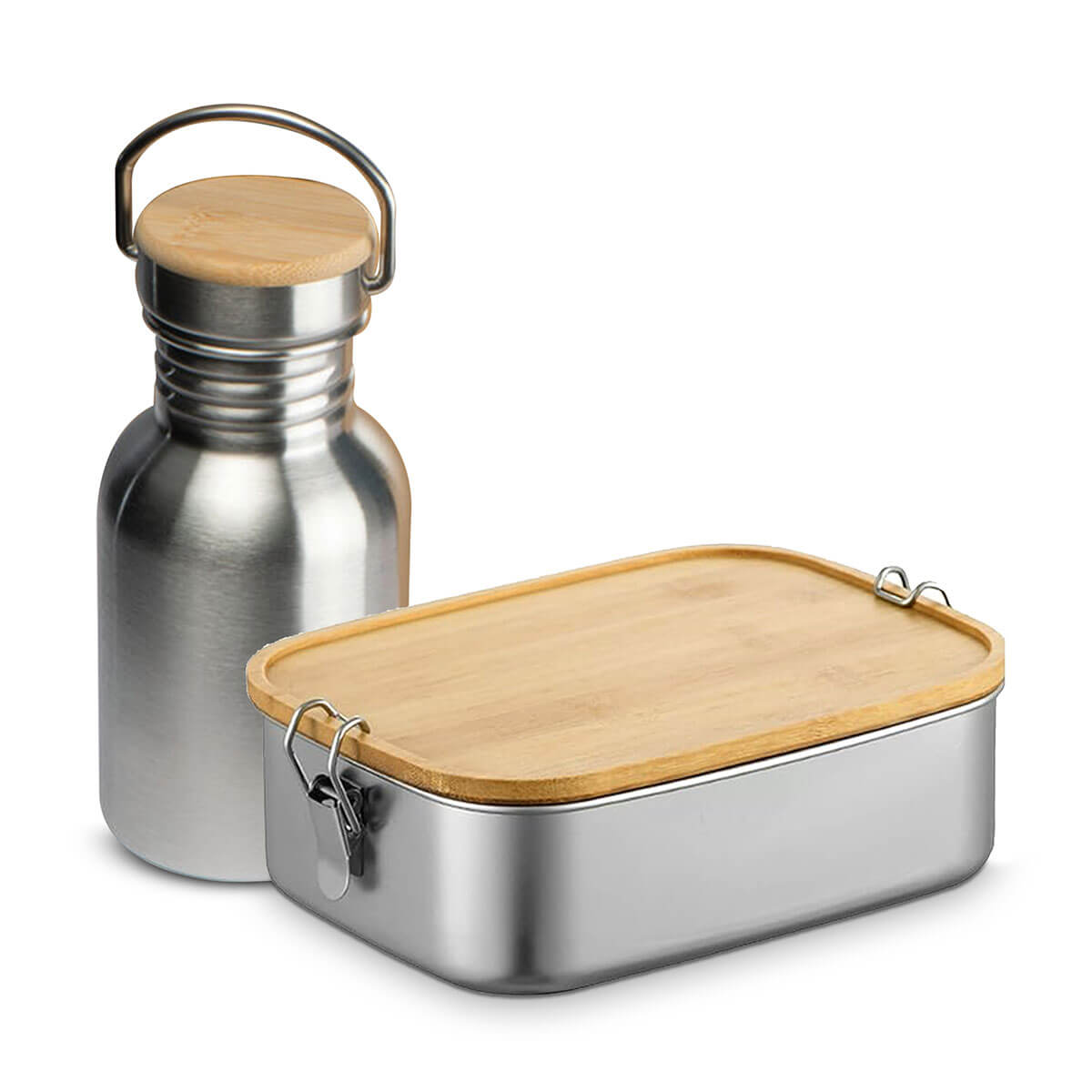 Premium stainless steel lunch box set with matching water bottle for work and school