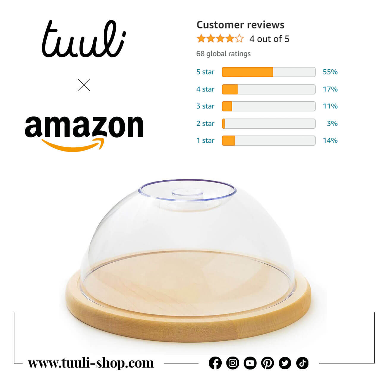 Round Wooden Cutting Board with Lid Tuuli on Amazon