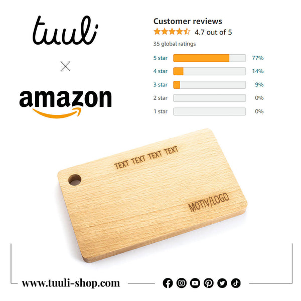 Wooden Cutting Board with Individual Engraving Tuuli on Amazon