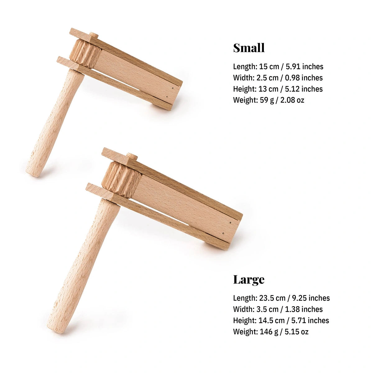 Large and Small Wooden Ratchet noise makers by Tuuli GmbH