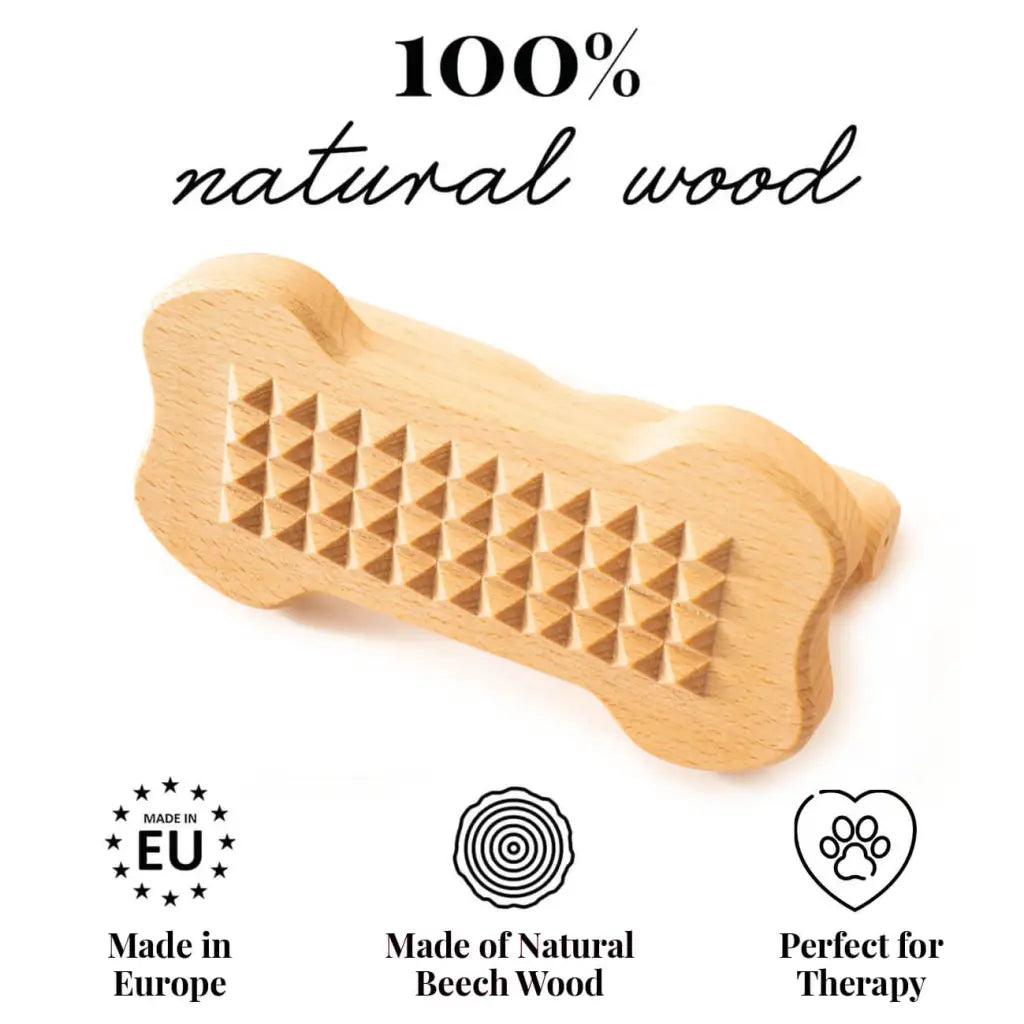 Wooden Massager Brush for Pets - Natural Wood