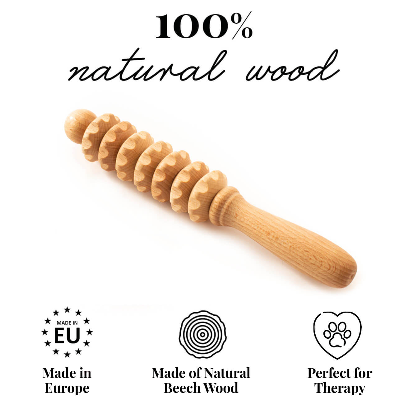 Wooden Pet Massager - Natural Wood