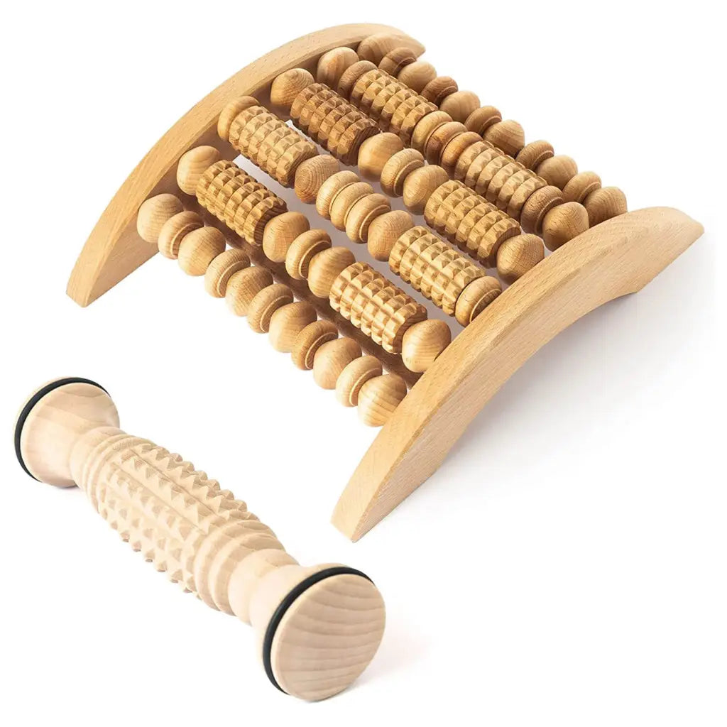 Wooden Foot Massage Roller Set - Relaxing Reflexology Tools for Feet