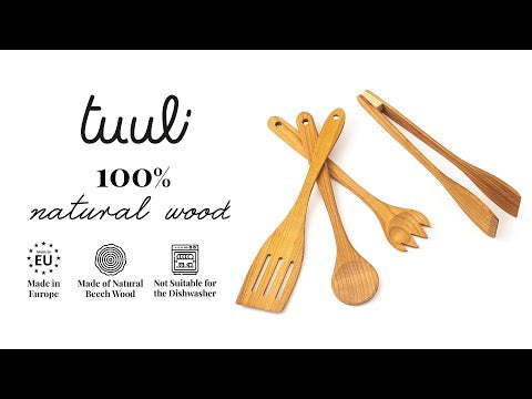 4 Piece Wooden Kitchen Cooking Set Cherry Wood Video on Youtube