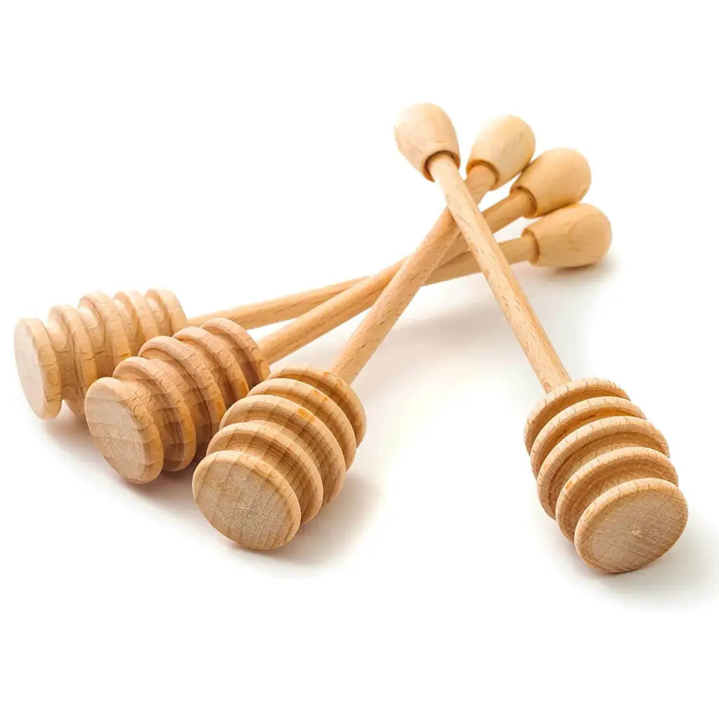 Handcrafted Set of 4 Wooden Honey Spoons - Sweet Honey Dipper Gift Set