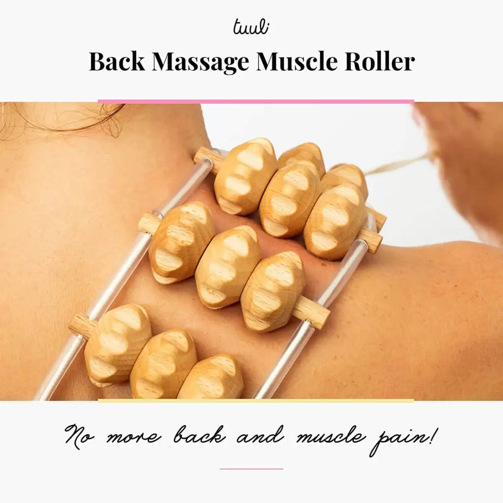 Handmade Wooden Back Massager Roller Rope - 120 cm Long