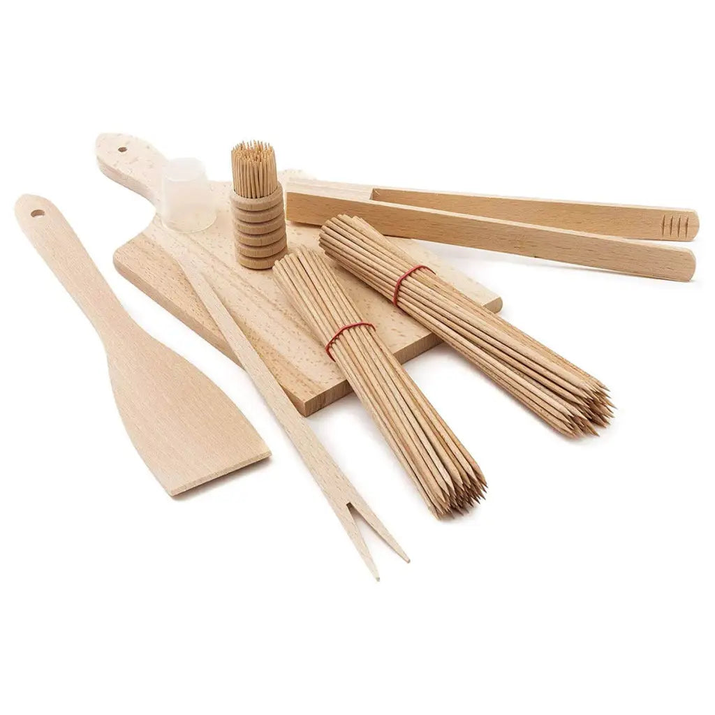 Wooden BBQ Grill Utensils Set - Grilling Essentials for BBQ Enthusiasts