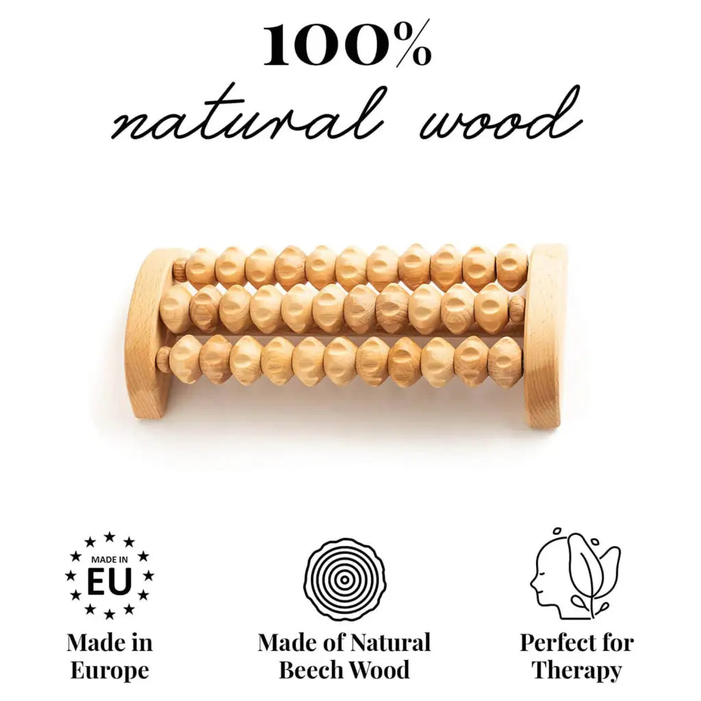 Wooden Foot Massage Roller - Natural Wood