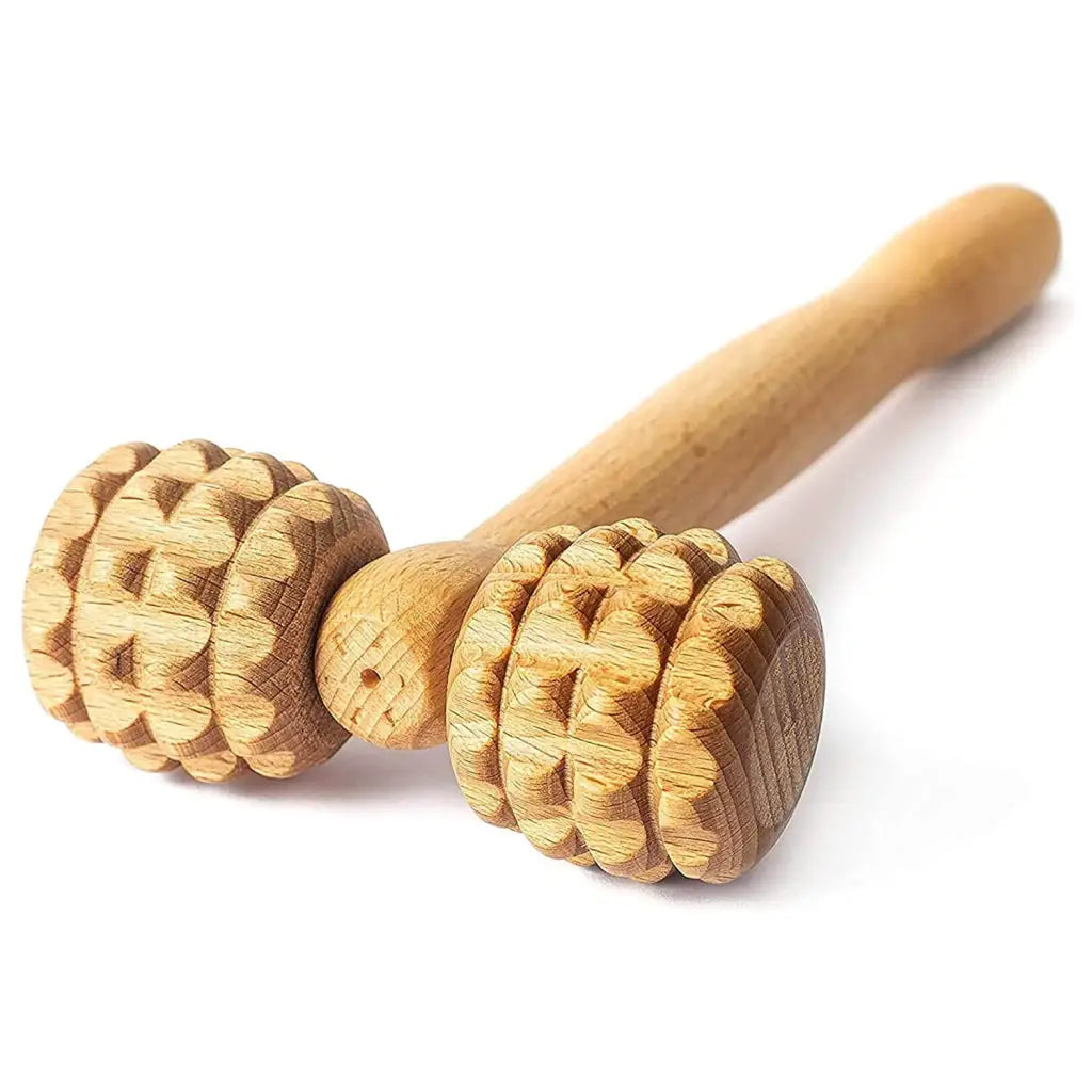 Wooden Massage Roller Tool - Face Neck Arms Back Body Massager T-Roller