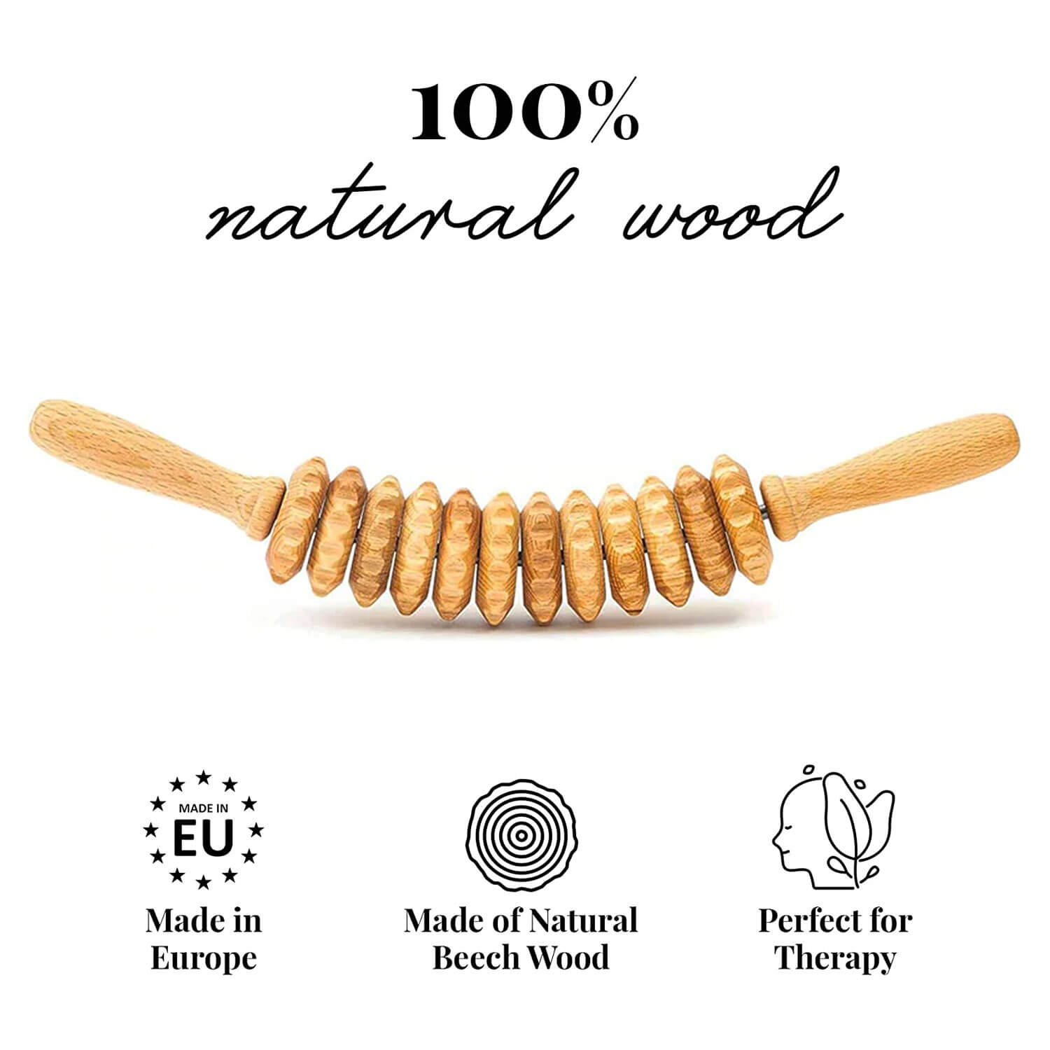 Handcrafted 100% Natural Wood Massager - Made in Europe