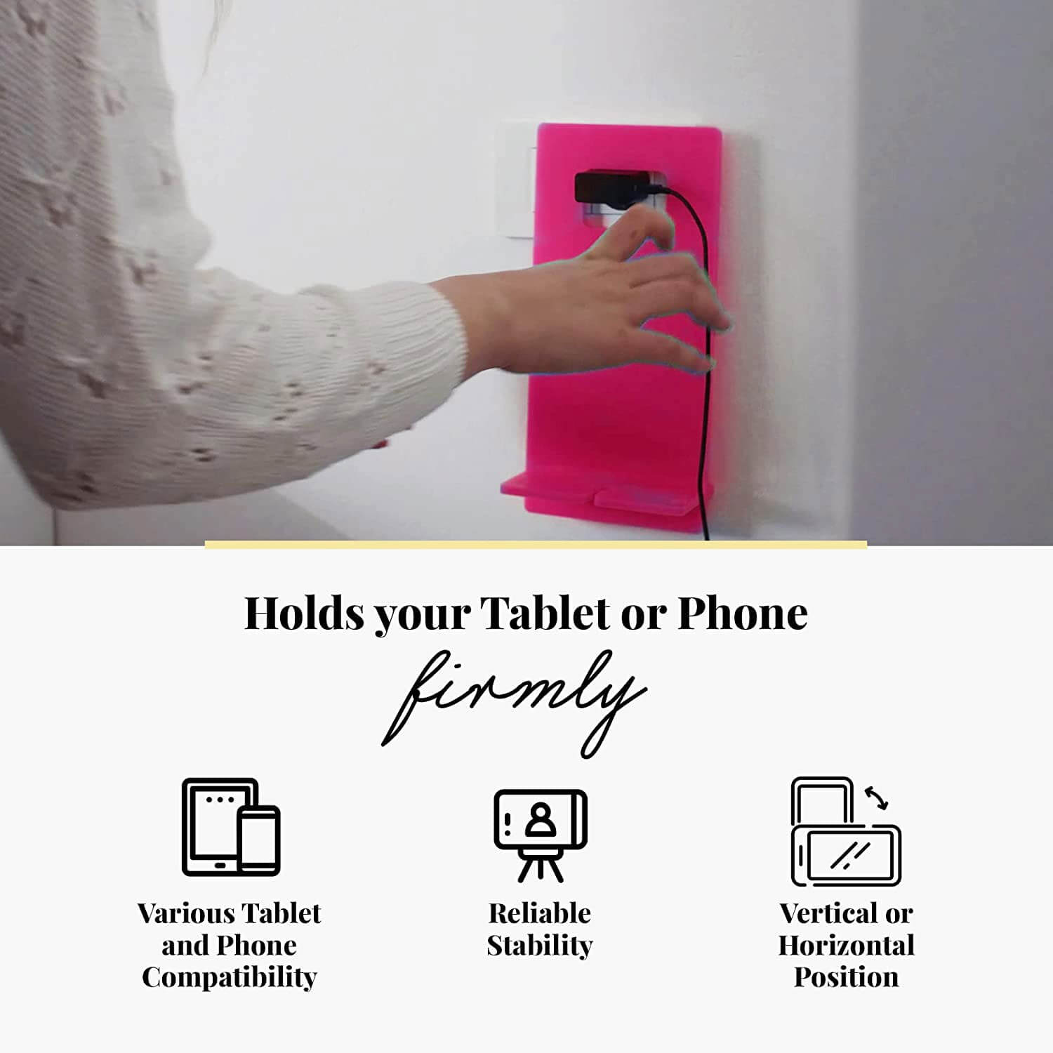 Mobile Phone Holder Tablet Smartphone Charging Stand Socket Plug Made of Plexiglass